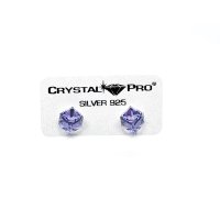 Art.No.v48416ovs- Сребърни обици винт с австрийски кристали Кубче 6мм violet от  