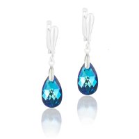 Art.No.bbl610616oas- Висящи сребърни обици с кристални капки bermuda blue от  