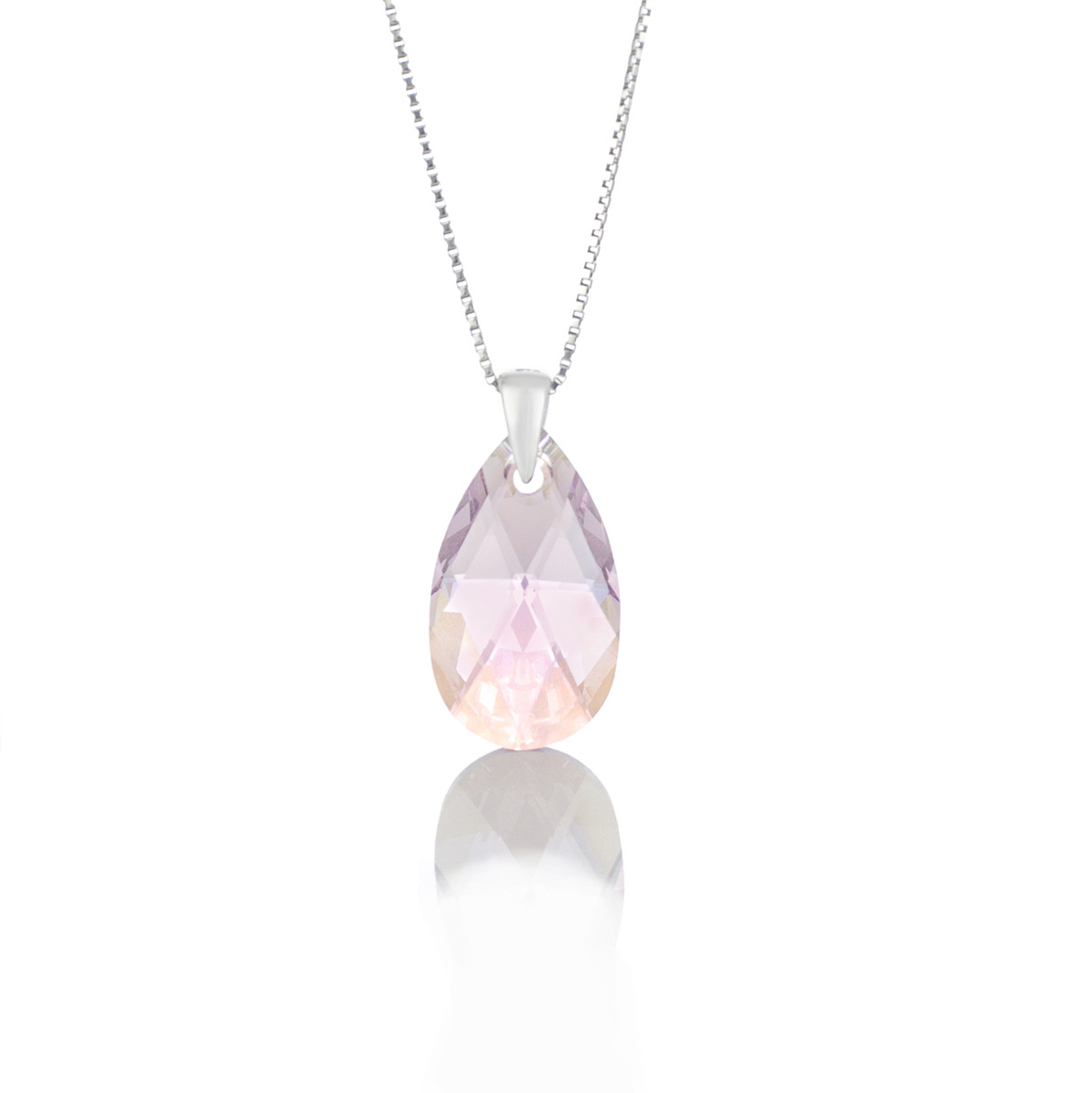 Сребърно колие Класическа капка 22мм light amethyst shimmer