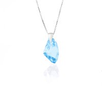 Art.No.aq665619skvd015- Сребърно колие с кристал 19мм Галактик aquamarine от  