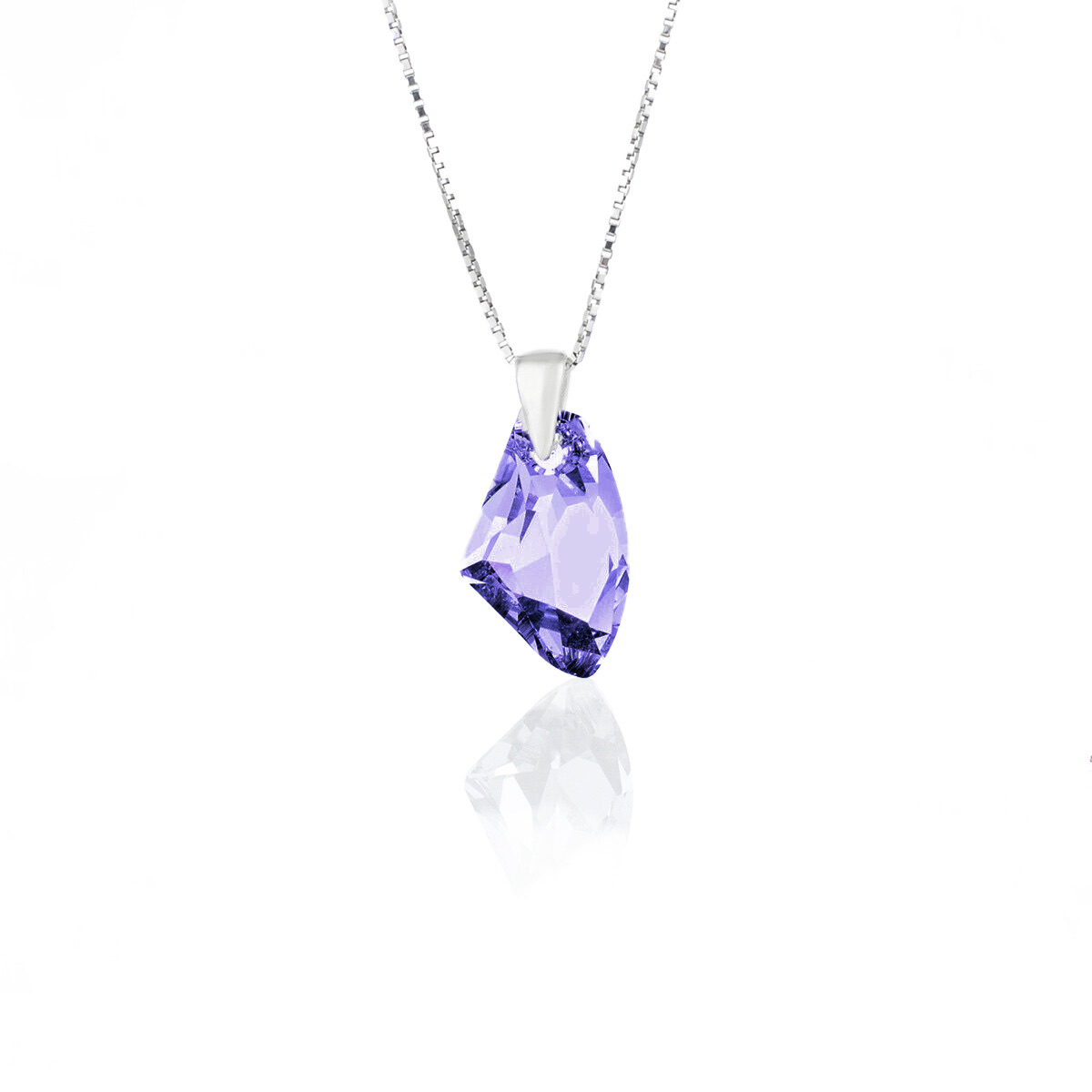 Сребърно колие с кристал 19мм Галактик tanzanite
