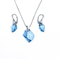 Art.No.aq66802014skvd015- Сребърен комплект с австрийски кристали aquamarine от  