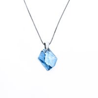 Art.No.aq668020skvd015- Сребърно колие с кристал в разчупена форма aquamarine  от  