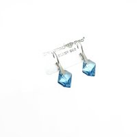 Art.No.aq668014ops- Сребърни обици на панта с бляскави кристали aquamarine от  