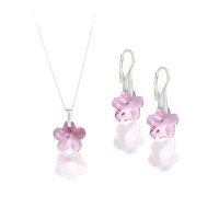 Art.No.lr67441414sfzd025- Дамски сребърен комплект колие с обици Цвете light rose от  