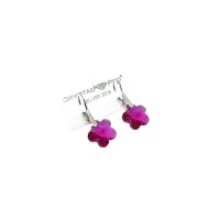 Art.No.f674414ops- Сребърни обици с кристали Цвете fuchsia от  