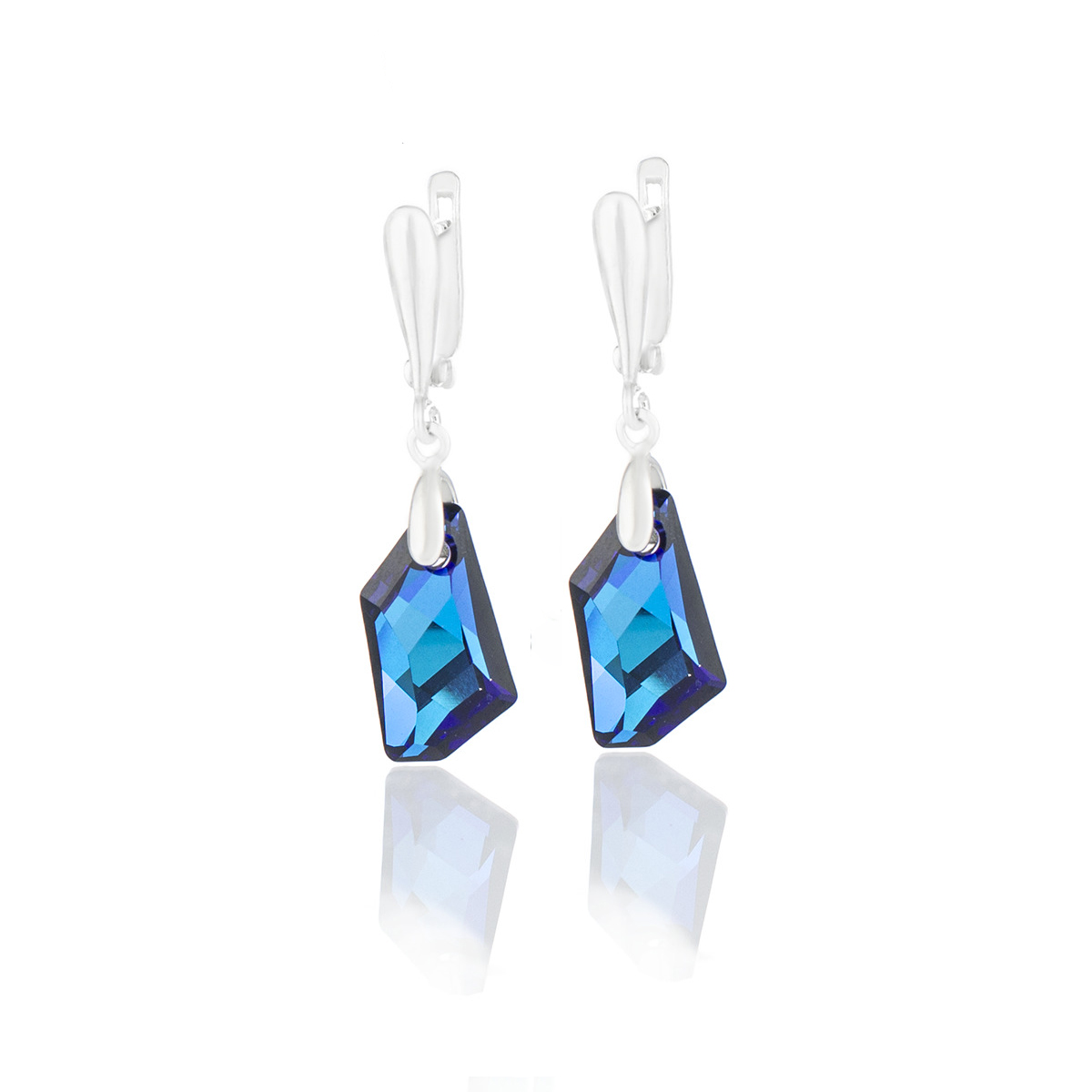 Дамски сребърни обици Де Арт bermuda blue 