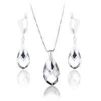 Art.No.cr65652218skvd015- Кристален сребърен комплект Капка с метален детайл crystal от  