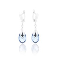 Art.No.aq656518oas- Кристални сребърни обици Капка с метален детайл aquamarine от  