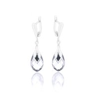 Art.No.cr656518oas- Кристални сребърни обици Капка с метален детайл crystal от  