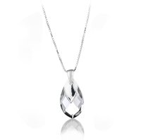 Art.No.cr656522skvd015- Кристално сребърно колие Капка с метален детайл crystal от  
