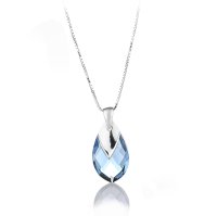 Art.No.aq656522skvd015- Кристално сребърно колие Капка с метален детайл aquamarine от  