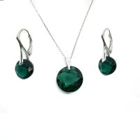 Art.No.em64301410sfzd025- Сребърен комплект с ефектни австрийски кристали emerald от  