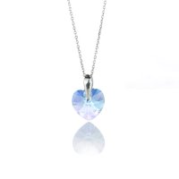 Art.No.aqab622810sfzd025- Малко сребърно кристално колие Сърце 10мм aquamarine ab от  