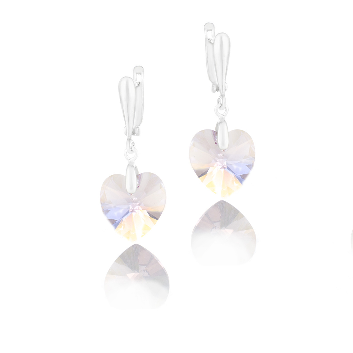 Висящи сребърни обици Сърца light amethyst shimmer