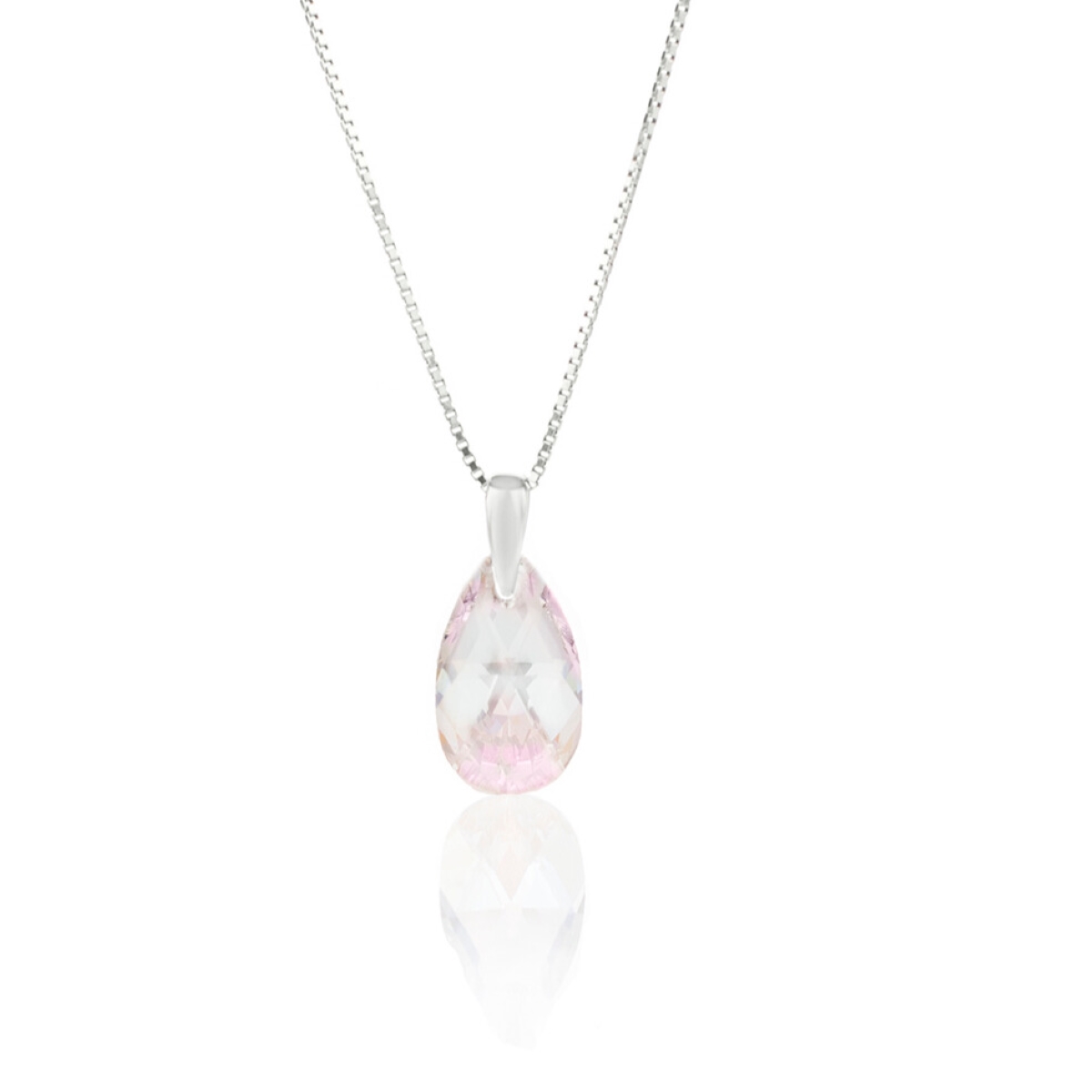 Сребърно колие Класическа капка 16мм light amethyst shimmer 