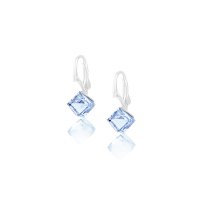 Art.No.aq48416ops- Сребърни обици панта с кристални кубчета 6мм aquamarine от  