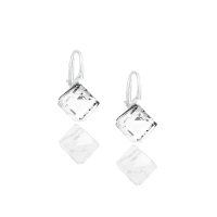 Art.No.cr48418ops- Сребърни обици панта с кристални кубчета 8мм crystal от  