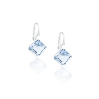 Art.No.aq48418ops- Сребърни обици панта с кристални кубчета 8мм aquamarine от  