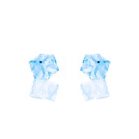 Art.No.aq48418ovs- Сребърни обици винт с кристални кубчета 8мм aquamarine от  