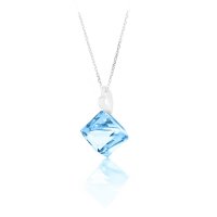 Art.No.aq48418vsfzd025- Сребърно колие кристално кубче 8мм aquamarine от  