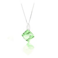 Art.No.p48418vsfzd025- Сребърно колие кристално кубче 8мм peridot от  
