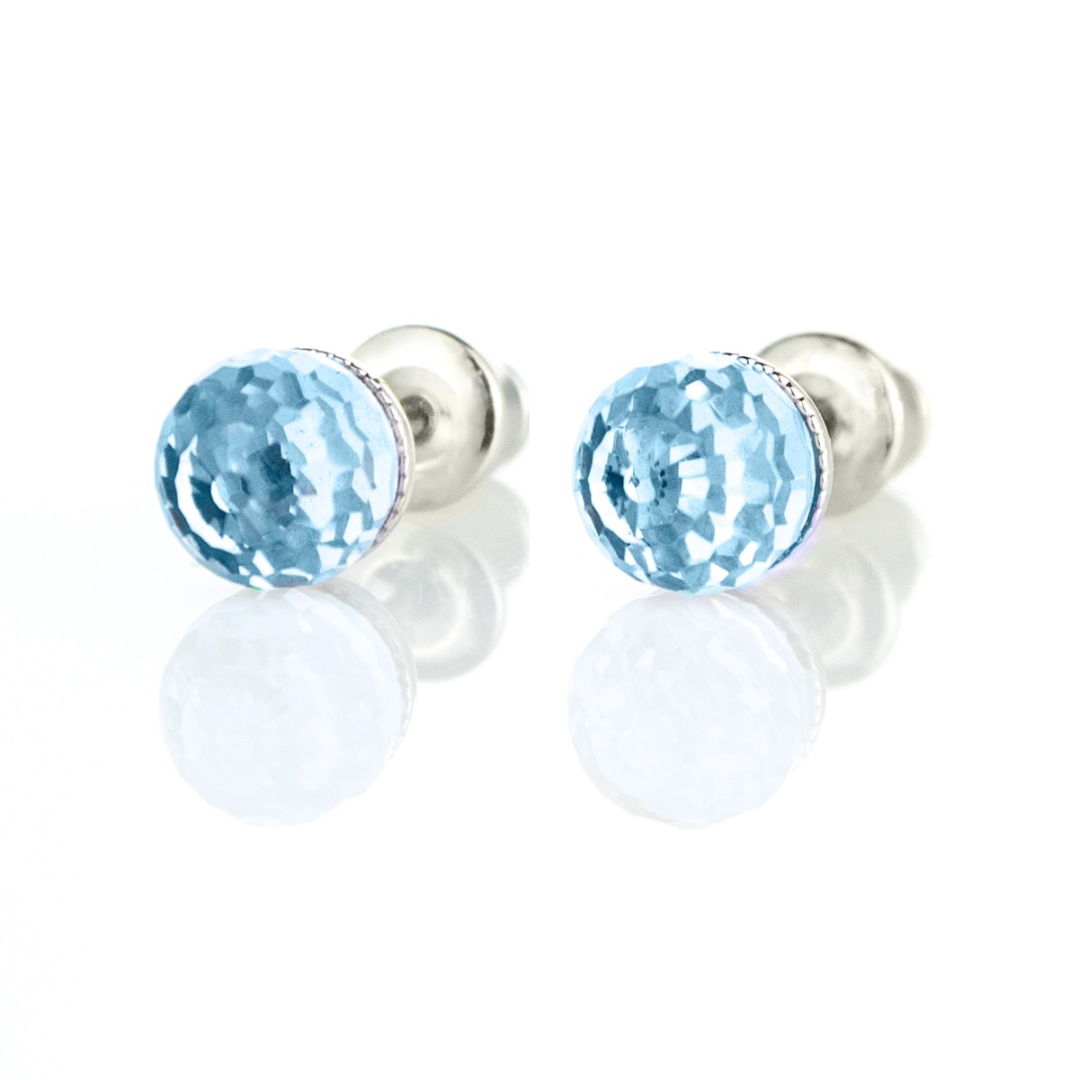 Обици винт Диско топче 6мм aquamarine