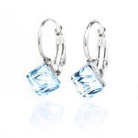 Art.No.aq48416op- Обици панта с австрийски кристали Кубче 6мм aquamarine от  