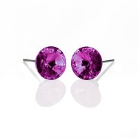 Art.No.f1112239ov- Кристални обици Малка ривола винт fuchsia  от  