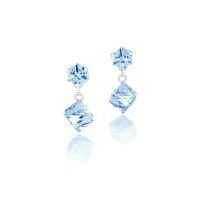 Art.No.aq484186dos- Обици сребро 925 Висящо кубче aquamarine от  