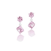 Art.No.lr484186dos- Обици сребро 925 Висящо кубче light rose от  