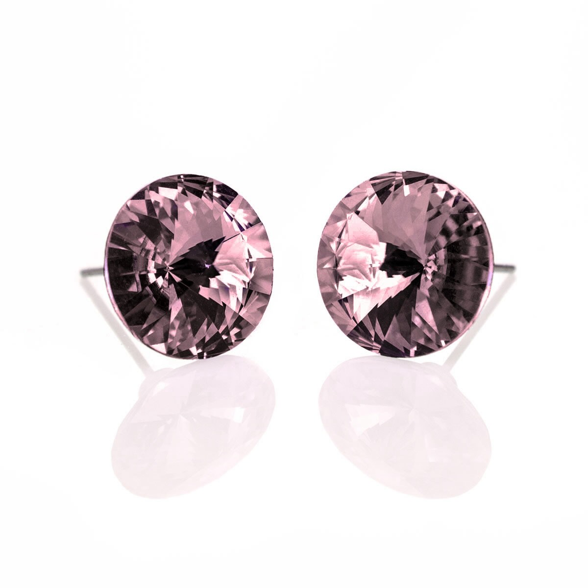 Кристални обици Голяма ривола винт antique pink