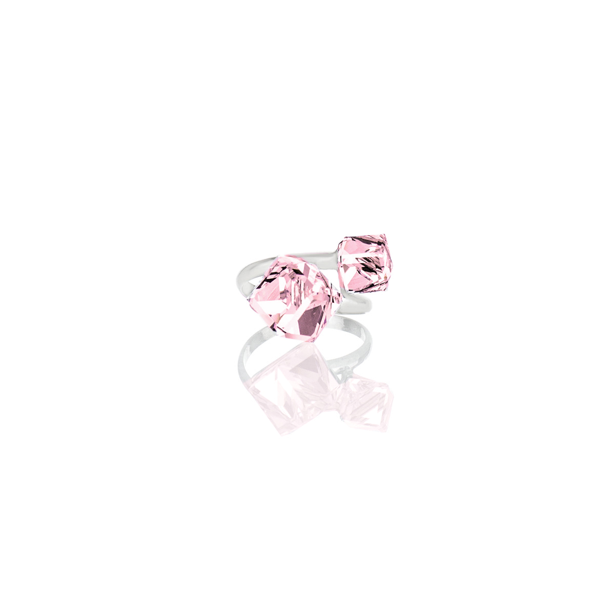 Пръстен сребро 925 с кристални кубчета light rose