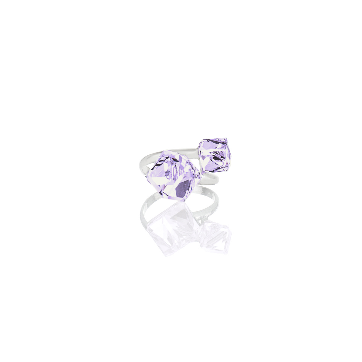Пръстен сребро 925 с кристални кубчета violet