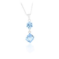 Art.No.aq484186vsfzd035- Колие сребро 925 Висящо кубче aquamarine от  