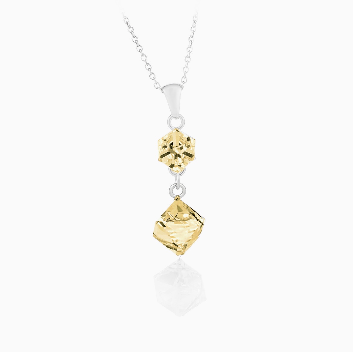 Колие сребро 925 Висящо кубче golden shadow