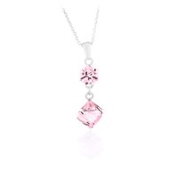 Art.No.lr484186vsfzd035- Колие сребро 925 Висящо кубче light rose от  