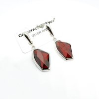 Art.No.rm475619dos- Сребърни висящи обици с кристали Галактик red magma от 