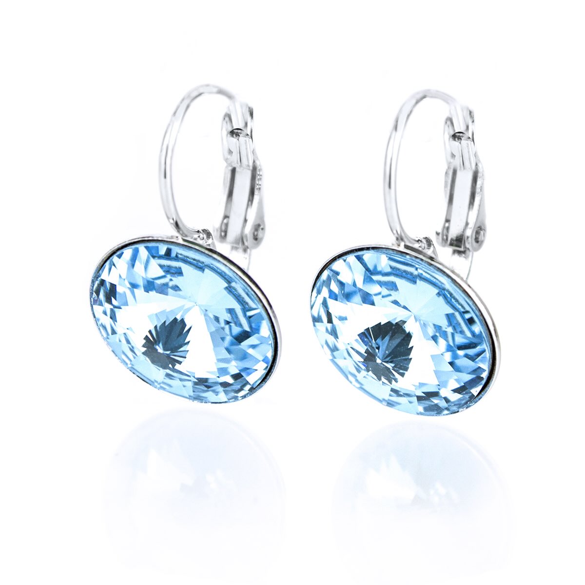 Обици с кристали Голяма ривола панта aquamarine