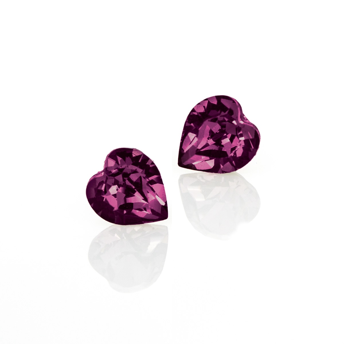 Kристални обици Сърце винт amethyst