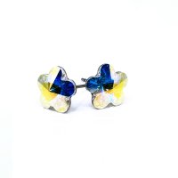 Art.No.ab474410ov- Кристални обици винт Цвете 10мм aurore boreale от  