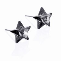 Art.No.sini474510ov- Обици винт с австрийски кристали Звезда 10мм silver night от  