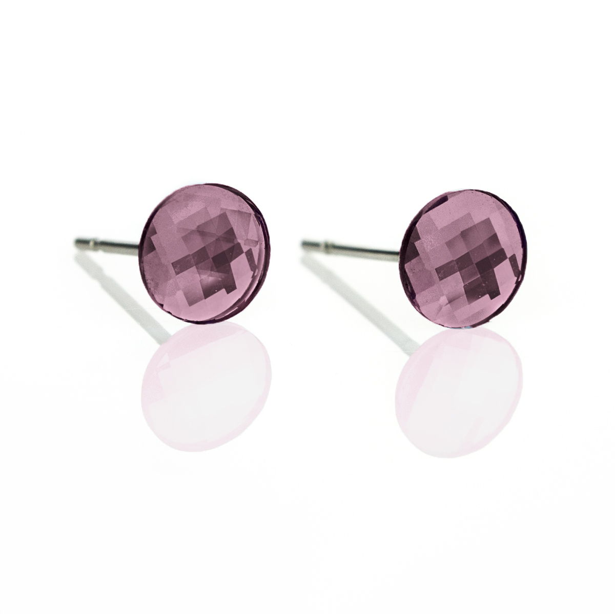 Кристални обици винт Кръгче 6мм antique pink