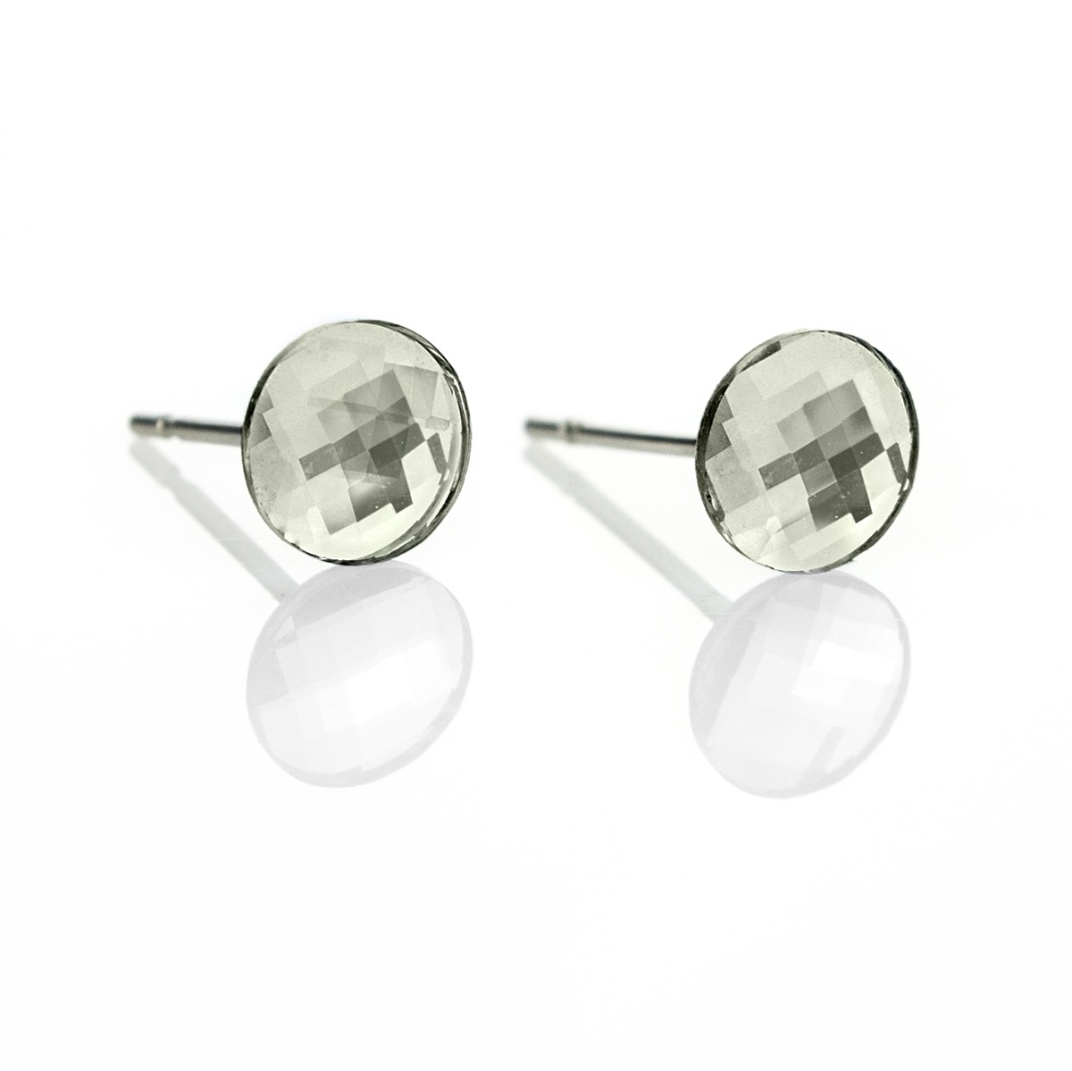 Кристални обици винт Кръгче 6мм silver shade