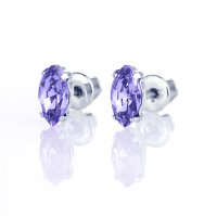 Art.No.tan42288ov- Обици винт с кристали 8мм tanzanite от 