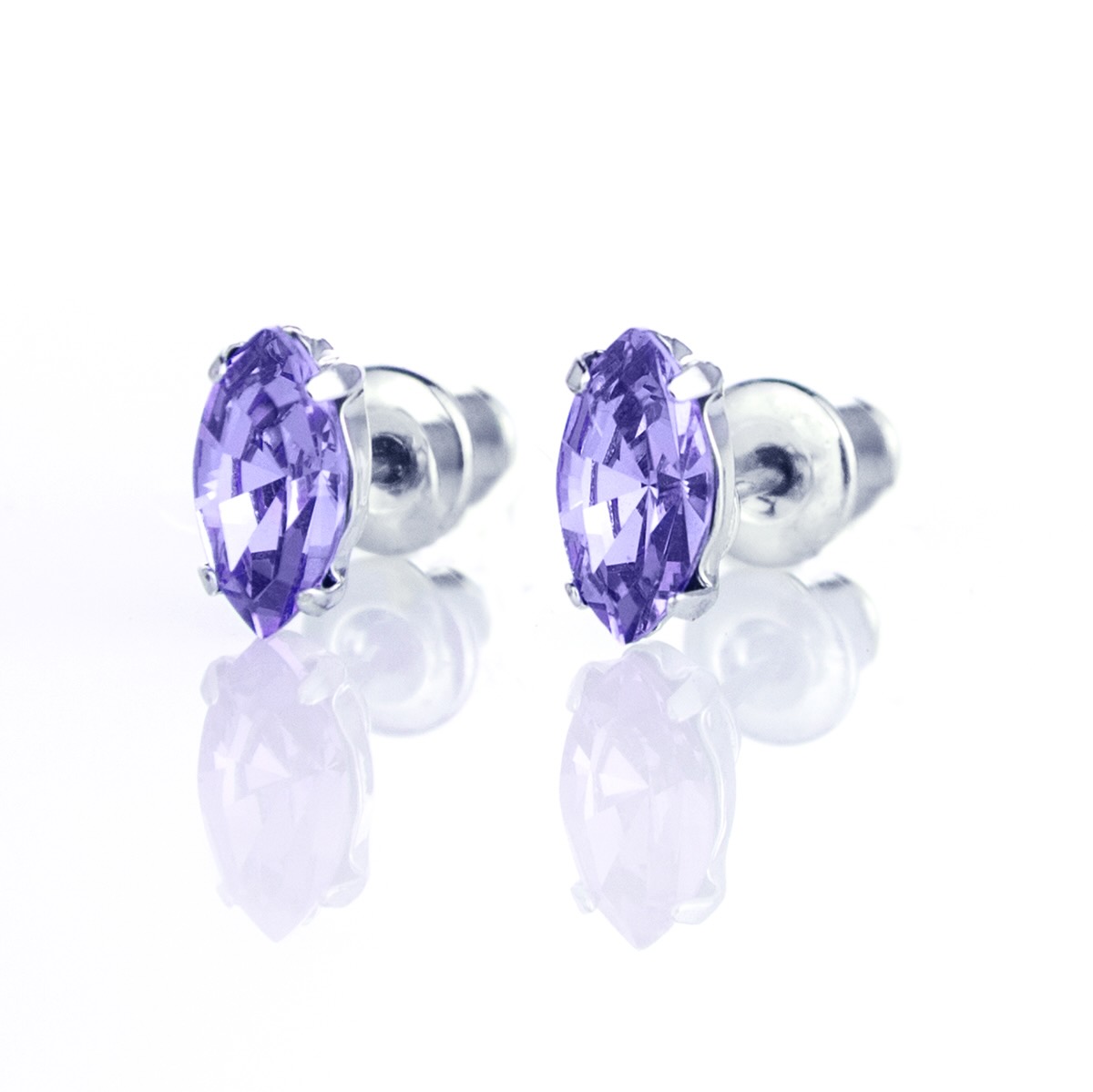 Обици винт с кристали 8мм tanzanite