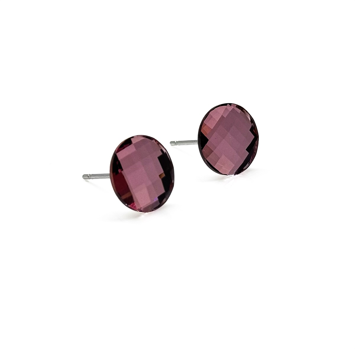 Кристални обици винт Кръгче 10мм antique pink