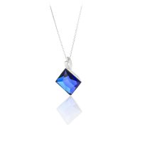 Art.No.bbl242010vsfzd025- Елегантно сребърно колие с австрийски кристал bermuda blue от  