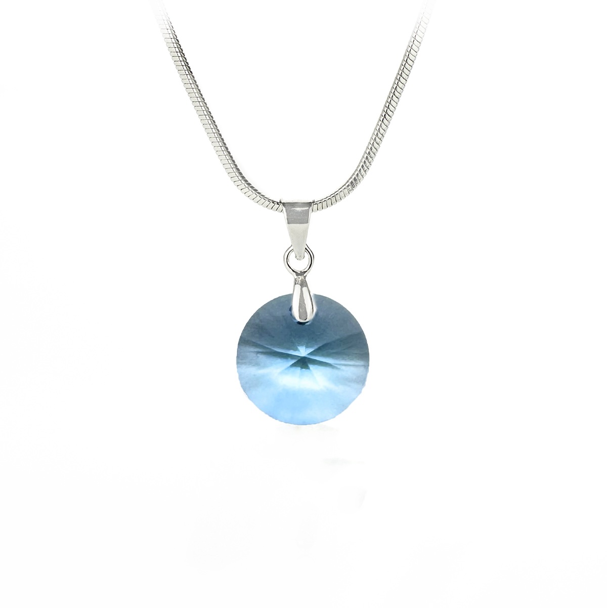 Колие кристално кръгче 12мм aquamarine