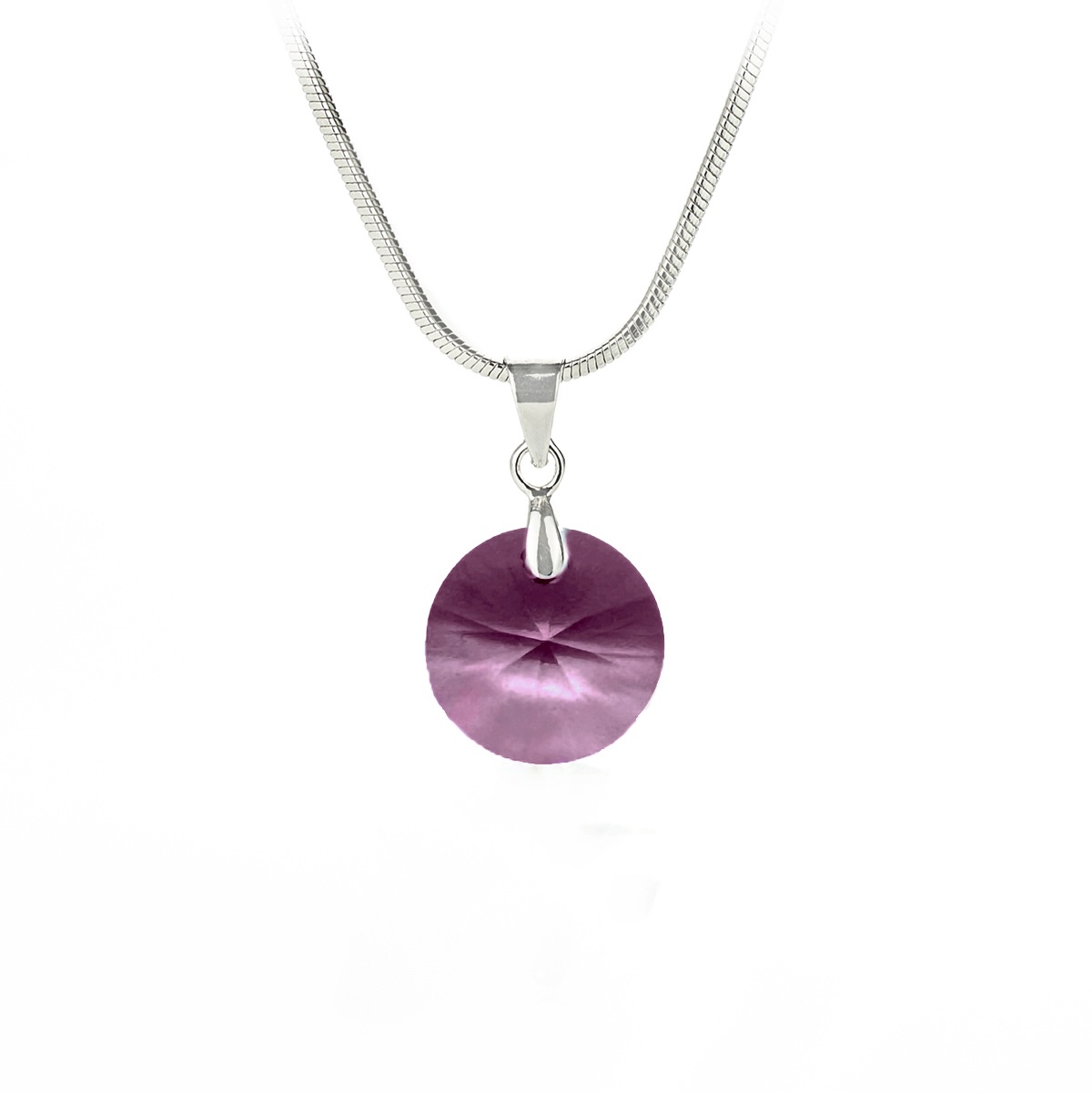 Колие кристално кръгче 12мм amethyst